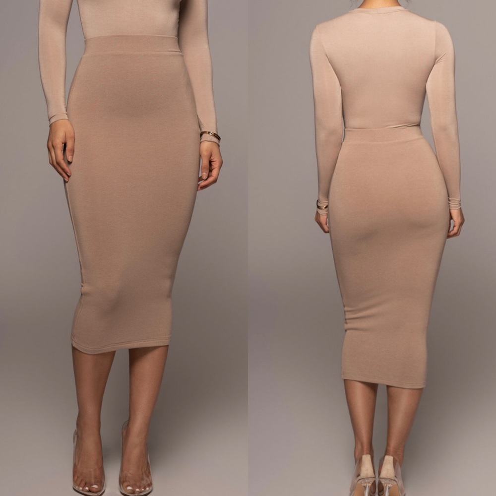JLUXLABEL Beige Leilah MIDI Skirt in Medium